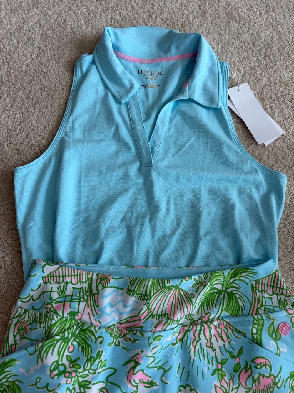 Lilly Pulitzer Light Blue Alister Polo-racer back Style Top, S, NWT